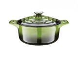 Cratita fonta emailata cu capac 26cm Green Handy KitchenServ