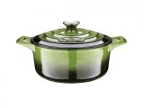 Cratita fonta emailata+capac 26cm Green Handy KitchenServ