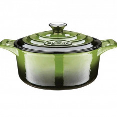 Cratita fonta emailata+capac 26cm Green Handy KitchenServ