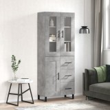 vidaXL Dulap &icirc;nalt, gri beton, 69,5x34x180, lemn compozit