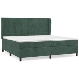 Cumpara ieftin Pat box spring cu saltea, verde inchis, 200x200 cm, catifea