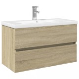 Cumpara ieftin Set mobilier de baie, 2 piese, ceramica si lemn prelucrat