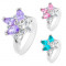 Inel argintiu, zirconii transparente și trei zirconii colorate &icirc;n formă de bob - Marime inel: 56, Culoare: Roz