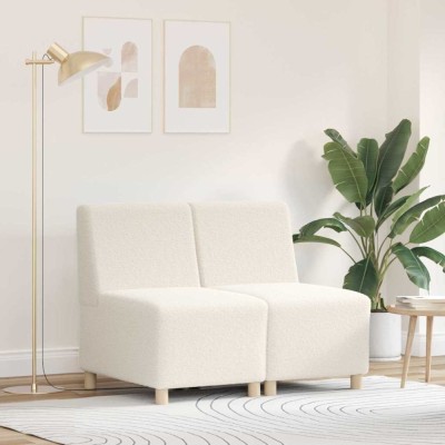 vidaXL Unitate Sofa Modulară Fără Brațe 2 pcs Crem 55 x 74 x 82 cm foto