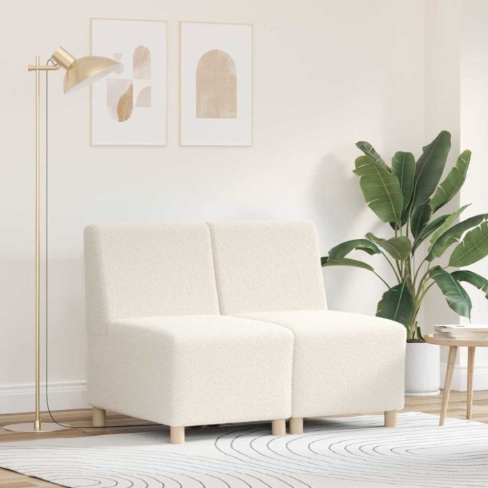 vidaXL Unitate Sofa Modulară Fără Brațe 2 pcs Crem 55 x 74 x 82 cm