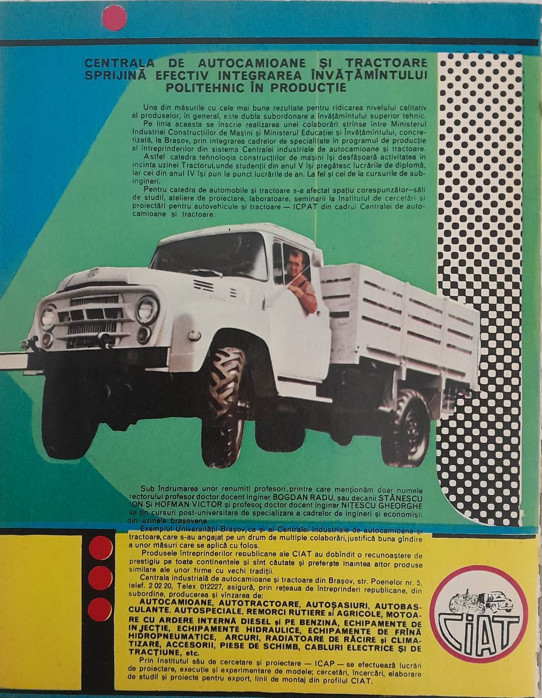 1973 Reclama CIAT, comunism, Autocamioane si Tractoare 26x20 industrie grea