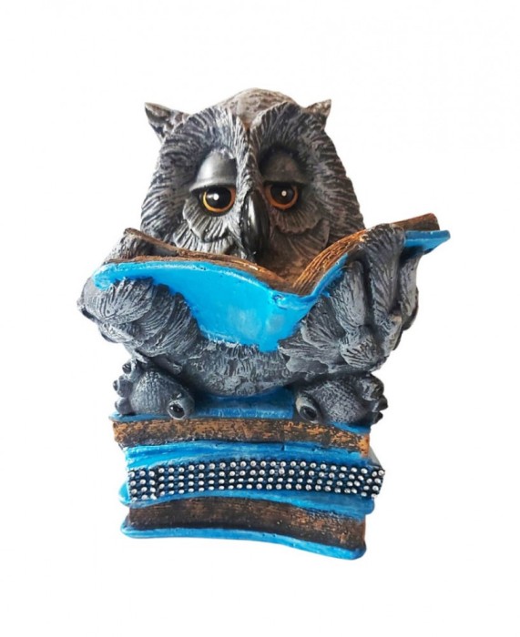 Statueta decorativa in forma de Bufnita pe carte, 25 cm, 356317DV