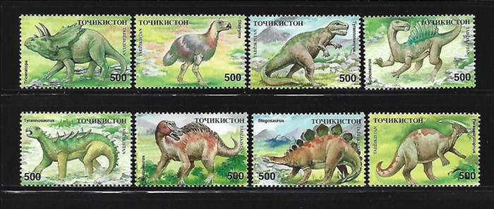 TAJIGISTAN-FAUNA PREISTORICA-Animale Serie de 8 timbre