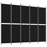 Cumpara ieftin Paravan de camera cu 5 panouri, negru, 250x200 cm, textil