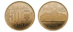 SV * Romania 50 BANI 2015 * 10 ANI DE LA DENOMINARE * 2005 UNC in capsula foto