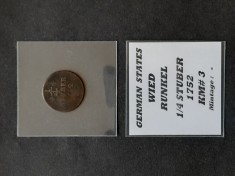 1/4 Stuber 1752, Statele germane (Wied Runkel) - A 4002