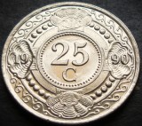 Cumpara ieftin Moneda exotica 25 CENTI - ANTILELE OLANDEZE (Caraibe), anul 1990 * cod 159 B, America Centrala si de Sud