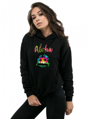 Hanorac dama negru - Aloha Exotic - XL foto