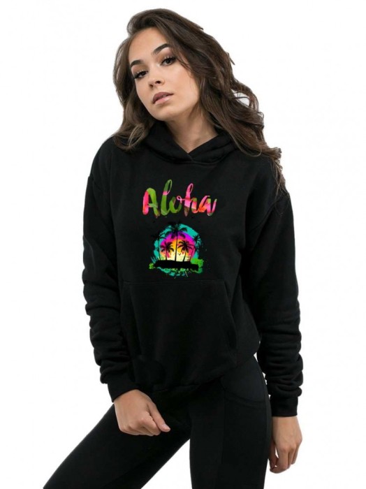 Hanorac dama negru - Aloha Exotic - S