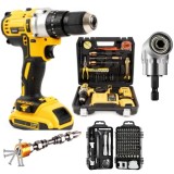 Cumpara ieftin Masina de gaurit si insurubat FOTOFUN, cu percutie, 48V, valiza transport + trusa completa de biti, + Adaptor 45 grade pentru biti + Bit magnetic cu 2