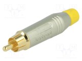 Conector RCA mufă tată drept lipire gri aurit AMPHENOL 3&divide;7mm