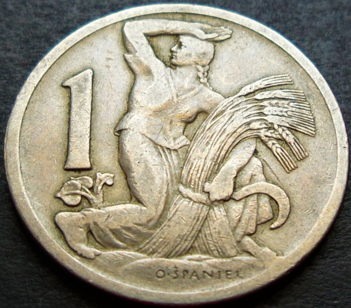 Moneda istorica 1 COROANA - CEHOSLOVACIA, anul 1924 * cod 2142 B