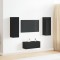 Set de cabinet TV vidaXL 3 piese montat pe perete din lemn inginerizat stejar negru, Stand TV din stejar negru vidaXL 80x30x30 cm din lemn inginerizat