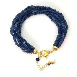 Cumpara ieftin Brățară Argint 925 Placat Aur cu Agat Albastru Safir Greta, Ajustabilă 17-24cm, Cutie Cadou - Bijuterie Damă Made in Italy