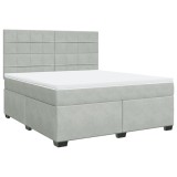 Cumpara ieftin Pat box spring cu saltea, gri deschis, 180x200 cm, catifea