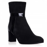 Botine piele intoarsa Brandusa Negru Combinat - sau Orice Culoare