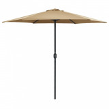 Umbrelă de soare cu st&acirc;lp aluminiu, gri taupe, 270 x 246 cm, vidaXL