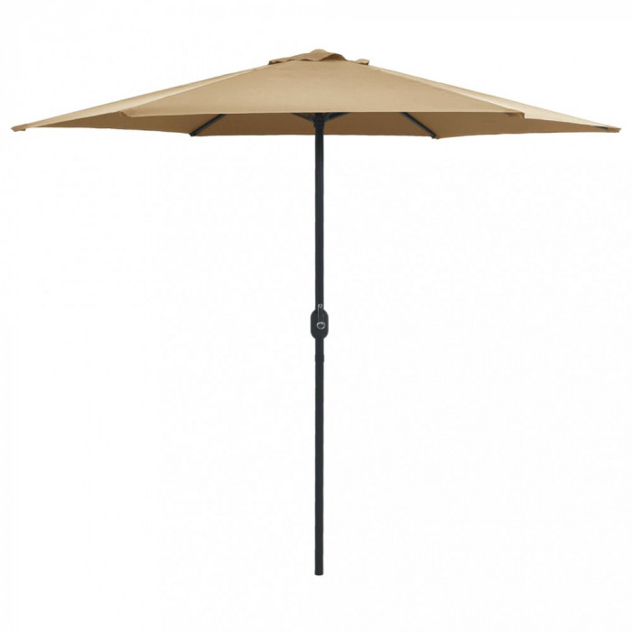 Umbrelă de soare cu st&acirc;lp aluminiu, gri taupe, 270 x 246 cm