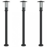 Cumpara ieftin Lampi de podea de exterior 3 buc. negru 100 cm otel inoxidabil