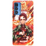 Husa compatibila cu Motorola Moto G22 model Demon Slayer Rengoku and Tanjiro, Silicon, TPU, Viceversa, Transparent, Carcasa