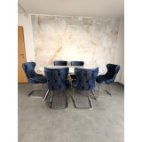 Set stella albastru cu argintiu masa+ 6 scaune