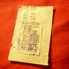 Timbru Portugalia 1940 pe fragment , stampilat , 1,75$ - Cavaler