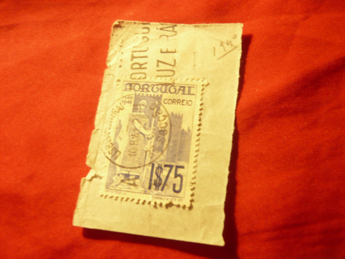 Timbru Portugalia 1940 pe fragment , stampilat , 1,75$ - Cavaler