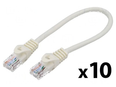Patch cord U/UTP 5e 0,25m CCA PVC alb 26AWG foto