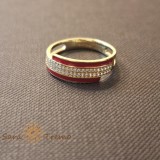 Inel femei placat 14k cu rosu regal si zirconia - latime 6 mm