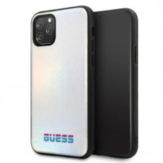 Husa Hard iPhone 11 Pro Iredescent Silver Pu Leather Guess foto