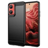 Husa carbon pentru motorola moto g35, tech protects anti-soc, black