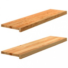 vidaXL Pervaz 2 buc lemn masiv de maro deschis 100x30x2 cm 4009152