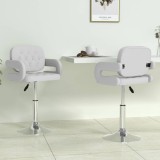 VidaXL Scaune de bucătărie pivotante, 2 buc., alb, piele ecologică