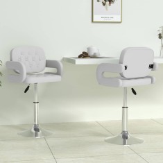 Scaune de bucătărie pivotante, 2 buc., alb, piele artificială