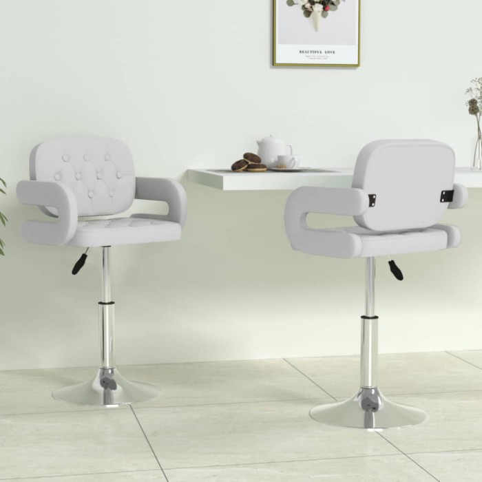 Scaune de bucătărie pivotante, 2 buc., alb, piele artificială