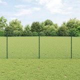 VidaXL Gard din plasă de lanț cu 22 de st&acirc;lpi U Verde 1x25 m Oțel