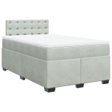 Cumpara ieftin Pat box spring cu saltea, gri deschis, 120x190 cm, catifea