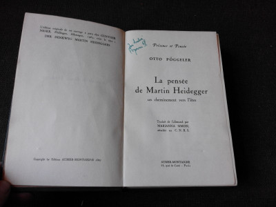 LA PENSEE DE MARTIN HEIDEGGER - OTTO POGGELER (CARTE IN LIMBA FRANCEZA) foto