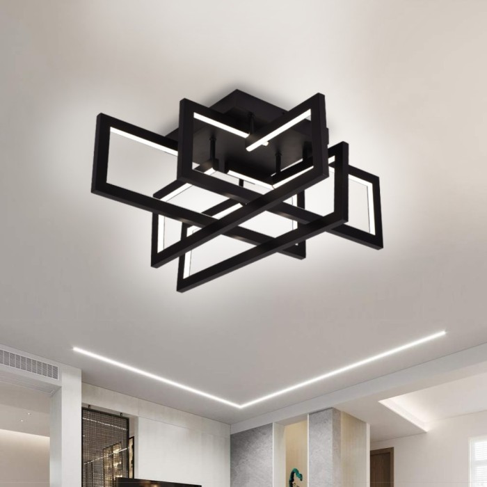 Lustra LED cu telecomanda 98W, 4 Elemente, lumina Rece/Calda/Neutra, Dimabila, Negru ModernLight Concept
