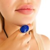 Inel Lapis Lazuli, piatră ovală mare 2.5 cm, inoxidabil reglabil