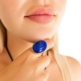 Inel Lapis Lazuli, piatră ovală, reglabil