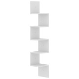 Cumpara ieftin Raft de perete de colt, alb, 19x19x123 cm, lemn prelucrat