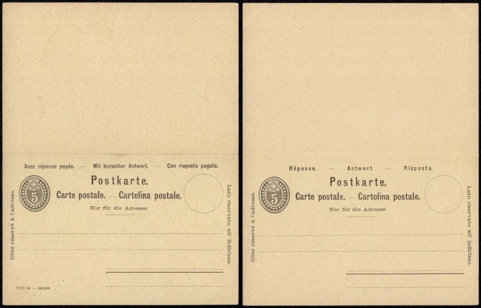 Switzerland - Postal History Rare Old Postal stationery + Reply UNUSED DB.124