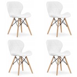 Set 4 scaune stil scandinav, Artool, Lago, piele ecologica, lemn, alb, 47x38x73 cm