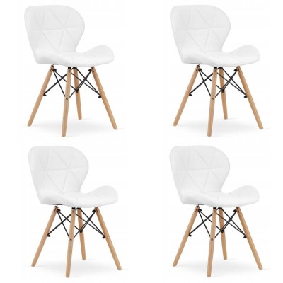 Set 4 scaune stil scandinav, Artool, Lago, piele ecologica, lemn, alb, 47x38x73 cm foto